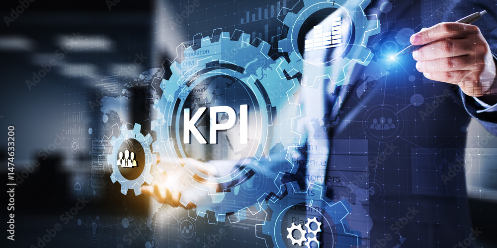 Poster kpi - key performance indicator. business and industrial analysis. internet and technology concept o