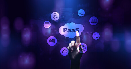 PaaS - Platform as a service, Internet technology and development concept.