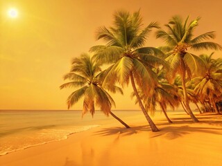 Tropical Beach Paradise: Palm Trees, Turquoise Sea, and Golden Sand