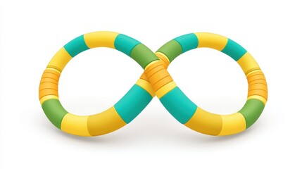 Colorful Infinity Symbol with Bright Green, Yellow, and Teal Patterns for Graphic Design Projects