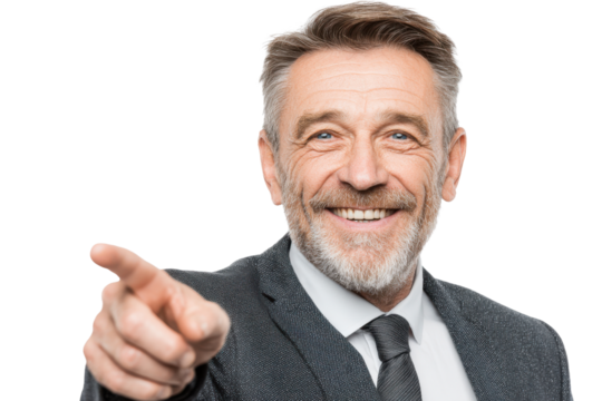 Boss Pointing Ahead – Senior Business Leader Isolated