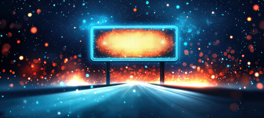 Obraz premium Bright neon signboard glowing in vibrant night scene