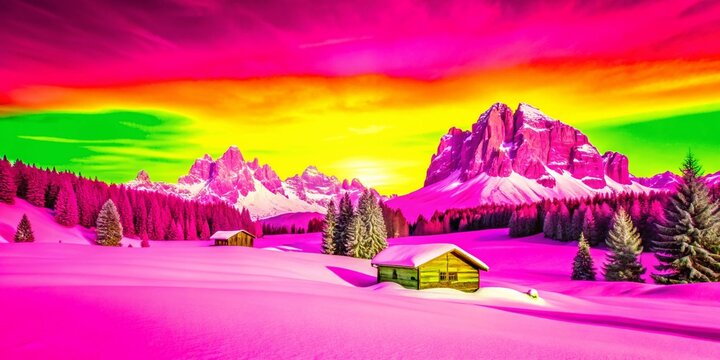 Untouched Winter Landscape: Alpe di Siusi, Dolomites, Italy - Frosty Morning