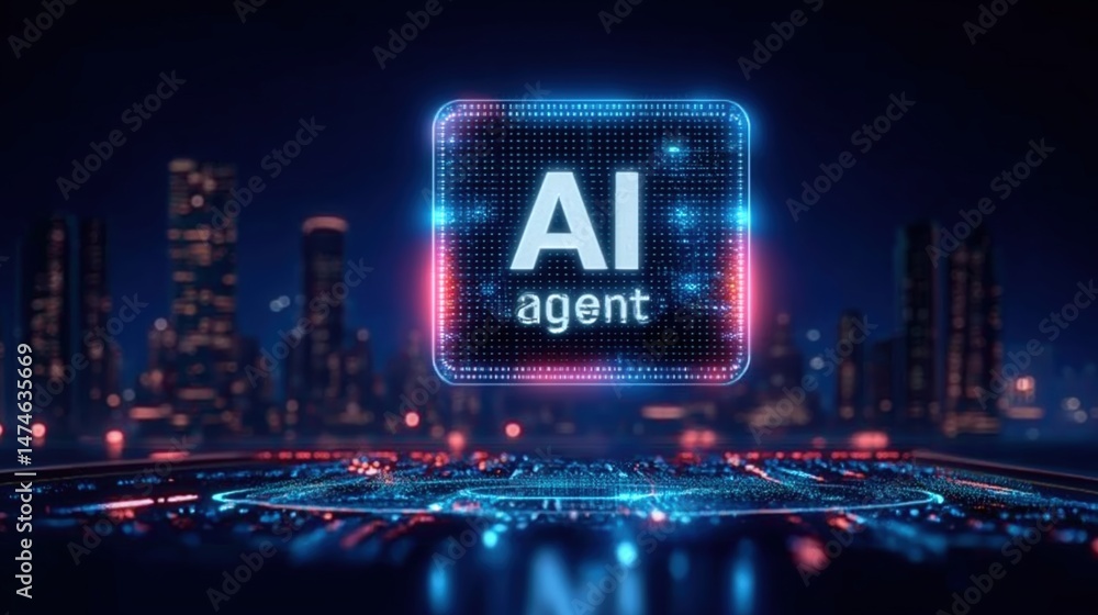 Poster Futuristic holographic text 