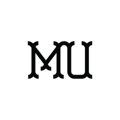 MU monogram logo design letter text name symbol monochrome logotype alphabet character simple logo