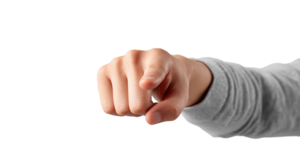 Point of Focus: A close-up shot of a hand with the index finger extended and pointing forward, inviting viewers to focus on a specific element.