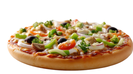 Fresh Pizza Feast: A tantalizing and mouthwatering pizza topped with fresh ingredients, a culinary masterpiece for food lovers, promising an unforgettable eating experience.