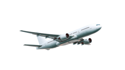 Airplane Taking Off: A large commercial airplane gracefully ascends into the sky, its engines gleaming under the sunlight, symbolizing travel, adventure, and global connection.