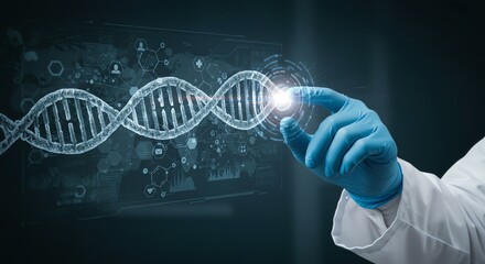 Dna Helix, Hand, and Hologram Interface