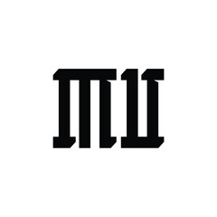 MU monogram logo design letter text name symbol monochrome logotype alphabet character simple logo