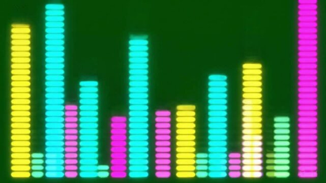 Random Colored Stacked Bars Moving Up and Down on Green Screen – Animated Motion Elements for VFX, Music, and Design


