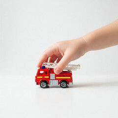 child's hand with a toy car