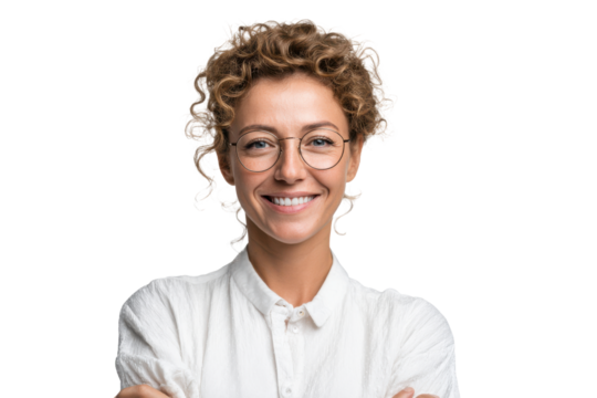 Welcoming Teacher in Formal Wear – Transparent Image