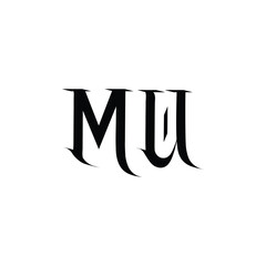 MU monogram logo design letter text name symbol monochrome logotype alphabet character simple logo
