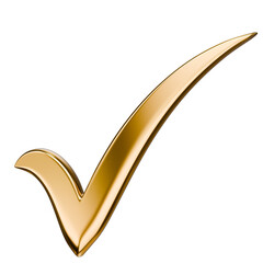 Gold Check Mark Icon 3D Render