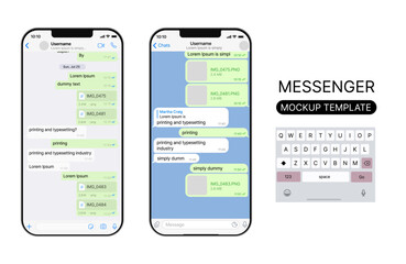 Vector chatting screen in mobile communication illustration. Chat app template. Modern realistic white and black smartphone. Social network concept. Vector.