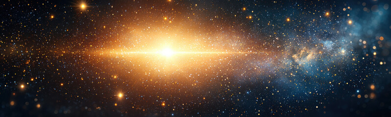 stunning galaxy with shimmering gold accents and starburst edges