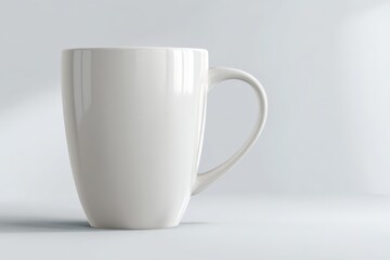Simple white mug on a minimalist background. Perfect for your morning coffee or tea.