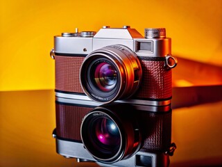 Vintage Analog Camera, Professional Photography Equipment, Minimalist Style, Isolated Background