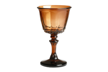 Amber glass goblet with a footed base and elegant design