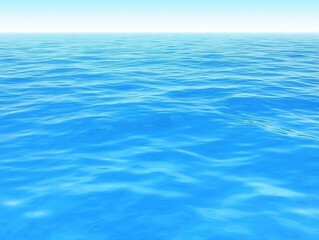 Naklejka premium Calm, deep blue ocean surface, with gentle waves. Clear sky visible above. Detailed, realistic depiction of water