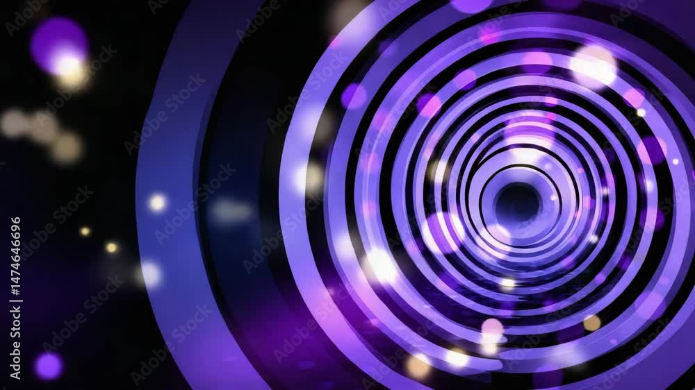 Aufkleber abstract purple circle tunnel with glowing light and bokeh creating vibrant abstract glow effect
