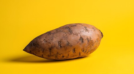 Fresh Sweet Potato on Vibrant Yellow Background with Texture