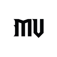 MV monogram logo design letter text name symbol monochrome logotype alphabet character simple logo