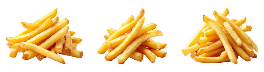 Crispy french fries isolated on transparent background.
