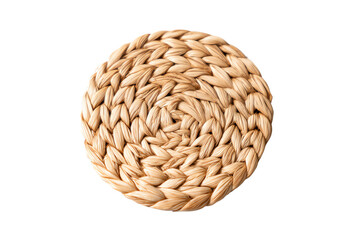 Round woven coaster, white isolate background