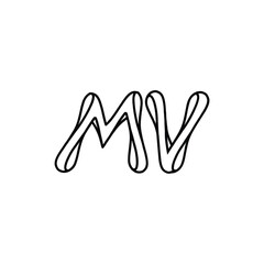 MV monogram logo design letter text name symbol monochrome logotype alphabet character simple logo