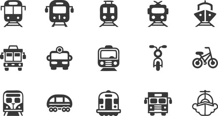 vehicle public transport line icon set  vector pic.eps