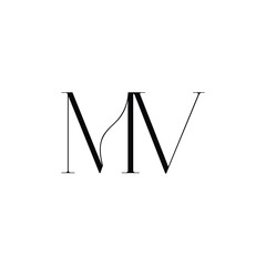 MV monogram logo design letter text name symbol monochrome logotype alphabet character simple logo