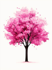 Fototapeta premium Blooming pink tree with vibrant flowers in spring season