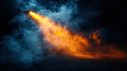Dramatic smoky scene with fiery light