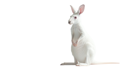 A white rabbit sitting elegantly and alert.