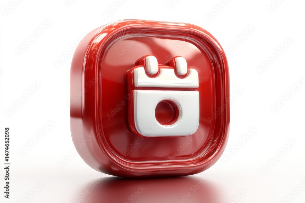 Aufkleber calendar icon design in glossy red and white colors showcasing a modern digital aesthetic for applic