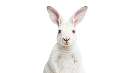 Fototapeta premium Portrait of a curious white rabbit.