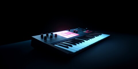 Modern Music Aesthetic, MIDI Controller in Sleek Studio Background