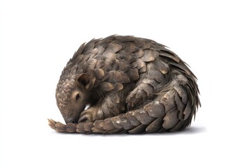 Obraz premium A pangolin curls into a tight ball, its scales providing natural armor.