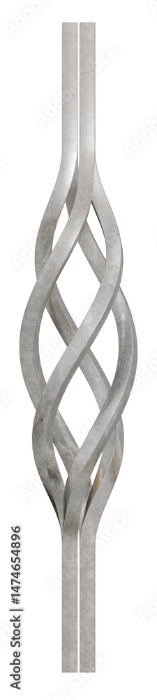 Poster abstract metal twist: this 3d render showcases an abstract metal form with a dynamic, twisting shape