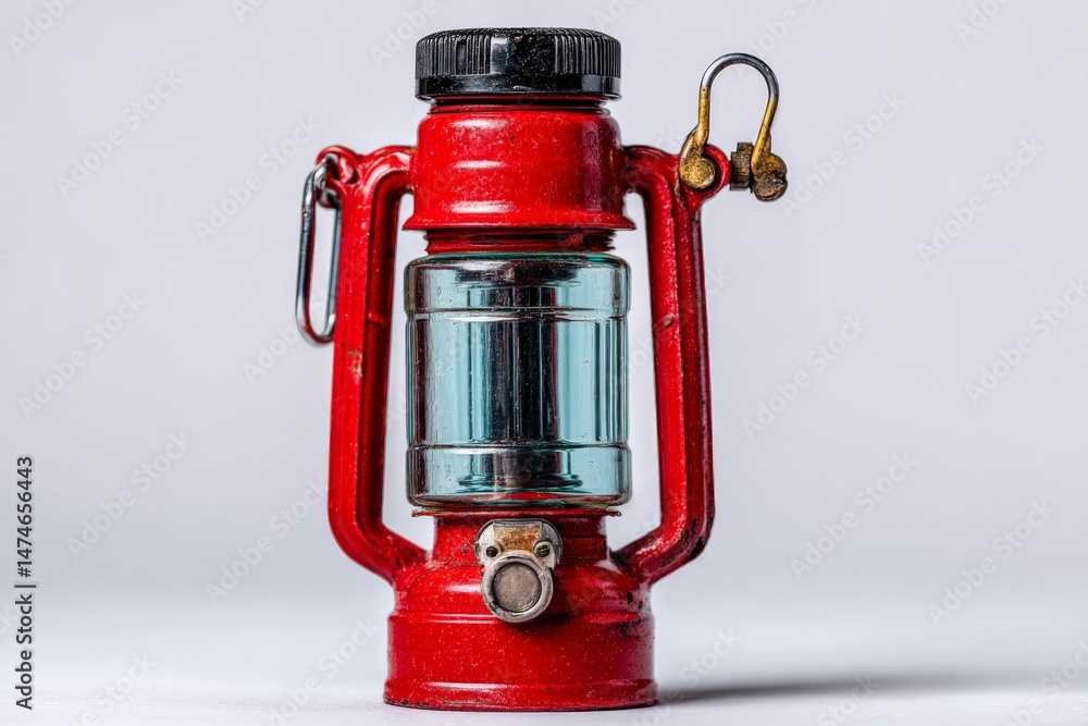 Aufkleber vintage red lantern with glass reservoir showcases intricate design and functionality in a modern se