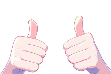 Two thumbs-up, pastel-colored, anime-style