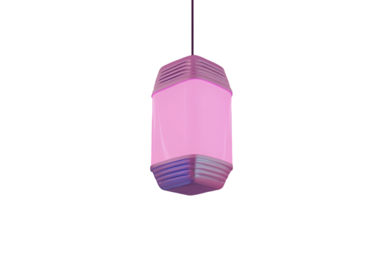 Pink hexagonal pendant light with blue accents - Powered by Adobe