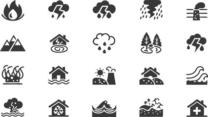 disaster  weather hazard line icon set  vector pic.eps
