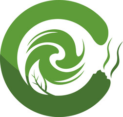 Fototapeta premium Eco awareness round symbol with leaf and swirl for natural product design. Greenwashing, sustainable living and earth responsibility. Isolated transparent png element.
