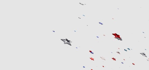 Beautiful background image of colorful stars floating on white. Perfect for celebrations.