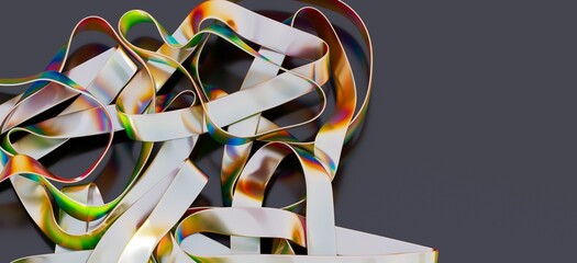 Colorful, shiny ribbons in abstract composition. Perfect for design projects.