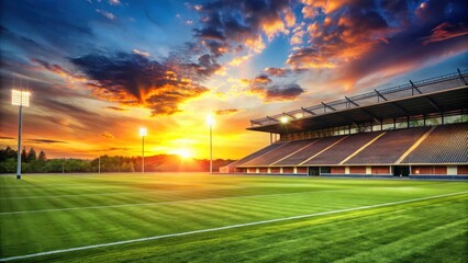 Stadium Grounds at Sunset, athletic stadium, grass field,  athletic stadium, grass field