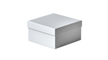 Fototapeta premium Plain White Box: A simple, clean, and modern square-shaped cardboard box with a smooth surface ready for branding and customization. Minimalistic design for packaging, gift wrapping.